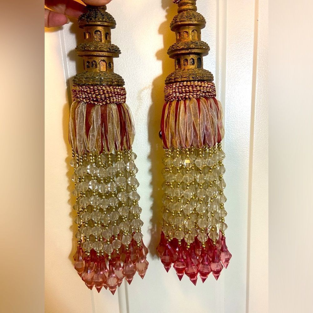VTG,Curtains Tie Drapery Large Pair